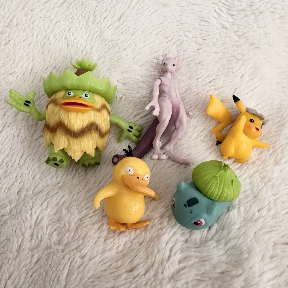 Pokémon Detective Pikachu Lot Of 5 Action Figures Psyduck Mewtwo Bulbasaur